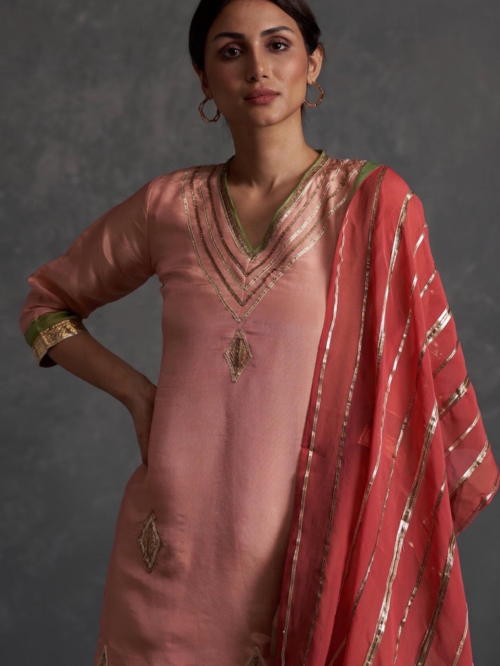 Multicolor Tissue Silk Sharara Set - Picture 3 of 4